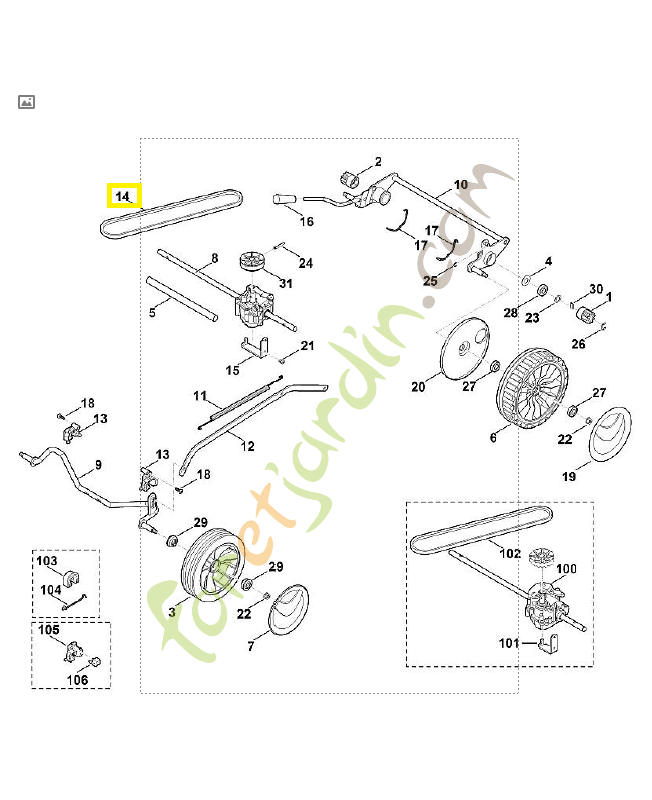 Courroie 6350-704-2101. Pièce détachée Stihl / Vicking