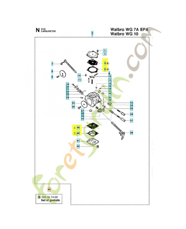 JEU DE JOINTS 503597402.Pièce de rechange Husqvarna 