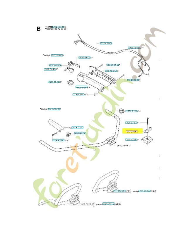 Écrou papillon 502203801. Pièce de rechange Husqvarna 