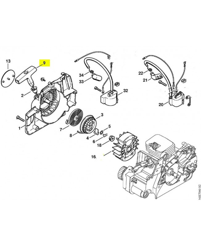 Poignée 1121-195-3400 stihl Poignée 1121-195-3400 stihl