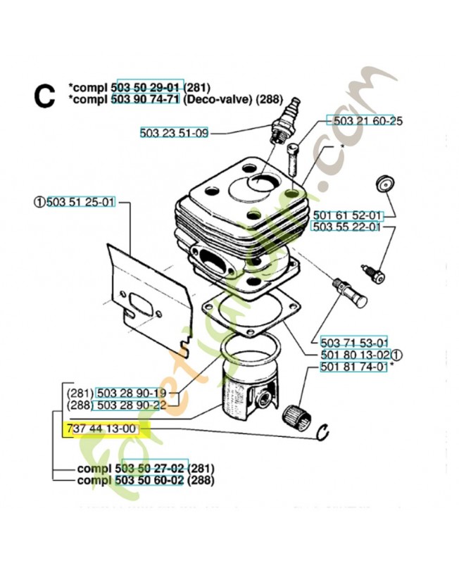 Clip 737441300. Pièce de rechange Husqvarna