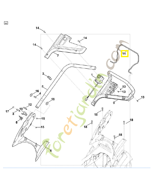 Levier de commande 6338-764-0211. Pièce détachée Stihl / Vicking