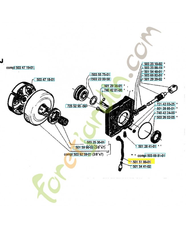 Tuyau d huile  501519901. Pièce de rechange Husqvarna