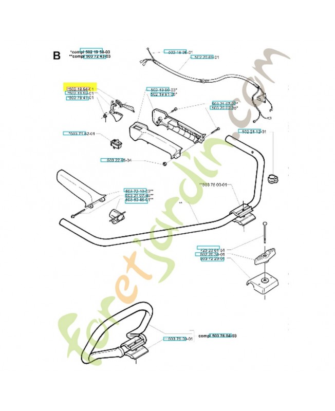 Gâchette de sécurité 502199401. Pièce de rechange Husqvarna référence 502199401