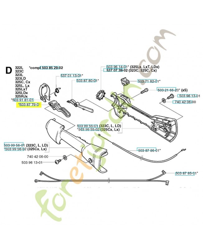 Cable d'acceleration 537181601. Pièce de rechange Husqvarna