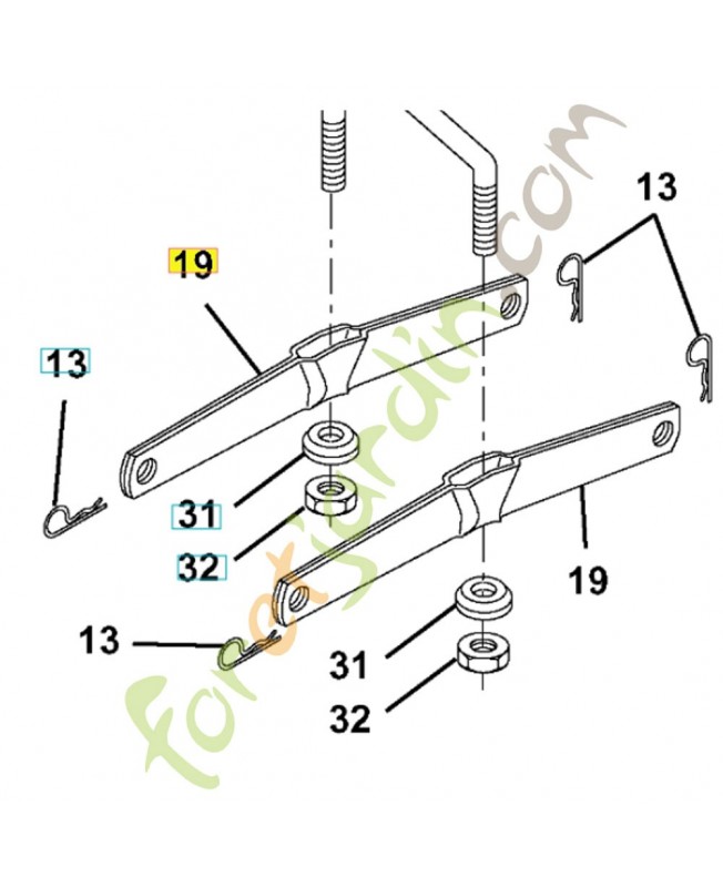 Bras de suspension arrière 532139868. Pièce de rechange Husqvarna