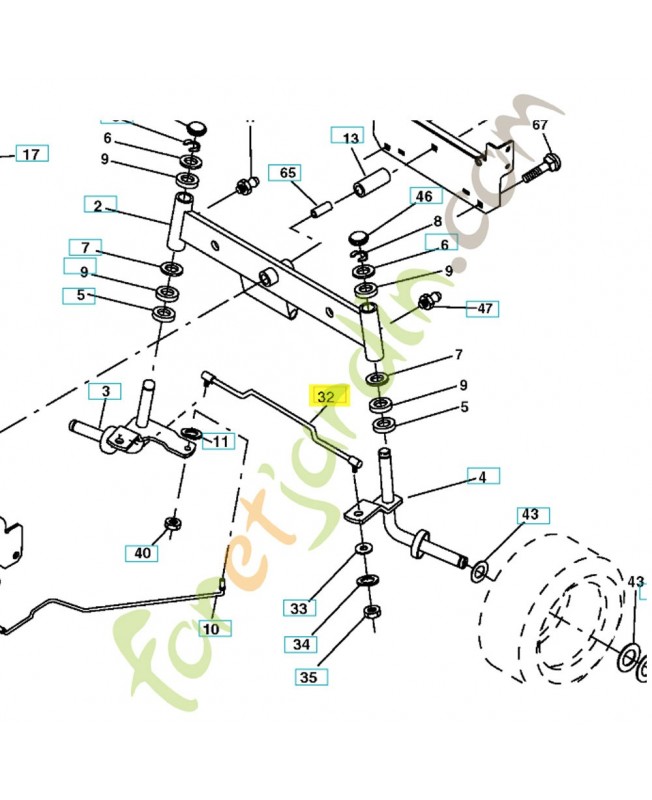 Barre d'accouplement 532171888. Pièce de rechange Husqvarna