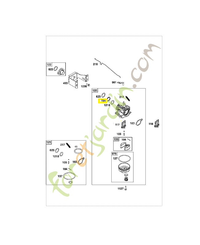 697478 Fixation joint 0003-000-1571. Pièce de rechange pour moteur thermique Briggs et Straton