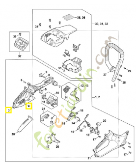 Carter de poignée MA02-790-1002. Pièce détachée Stihl / Vicking