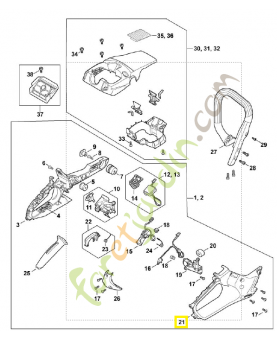 Carter de poignée MA02-791-1001. Pièce détachée Stihl / Vicking
