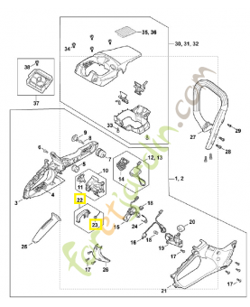 Blocage de gachette de commande MA02-430-6301. Pièce détachée Stihl / Vicking