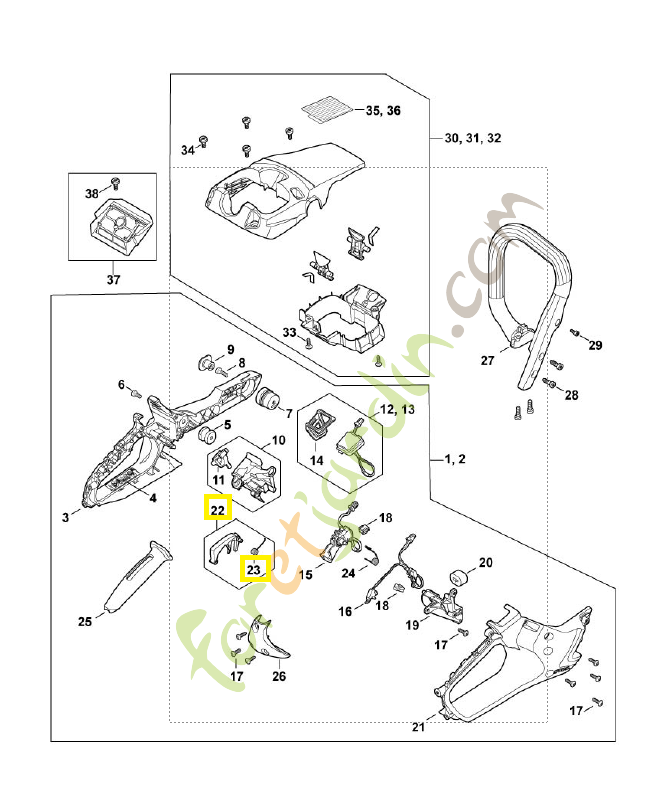 Blocage de gachette de commande MA02-430-6301. Pièce détachée Stihl / Vicking
