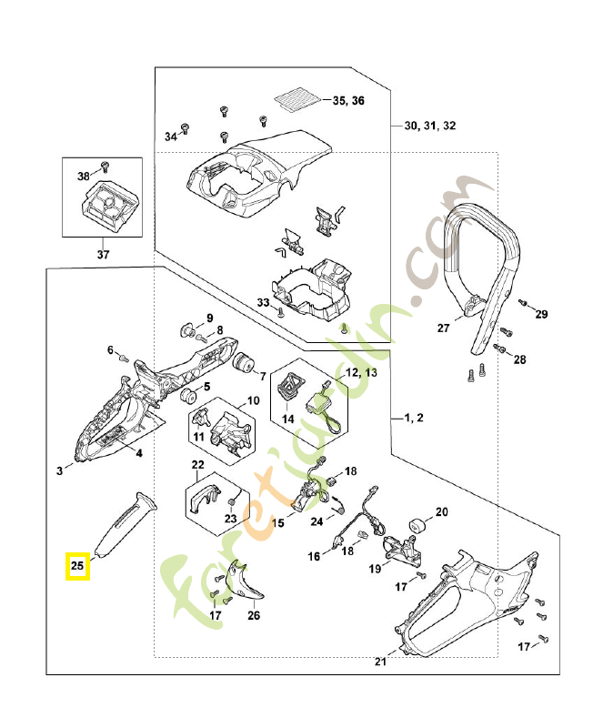 Monture de poignée MA02-791-0600. Pièce détachée Stihl / Vicking