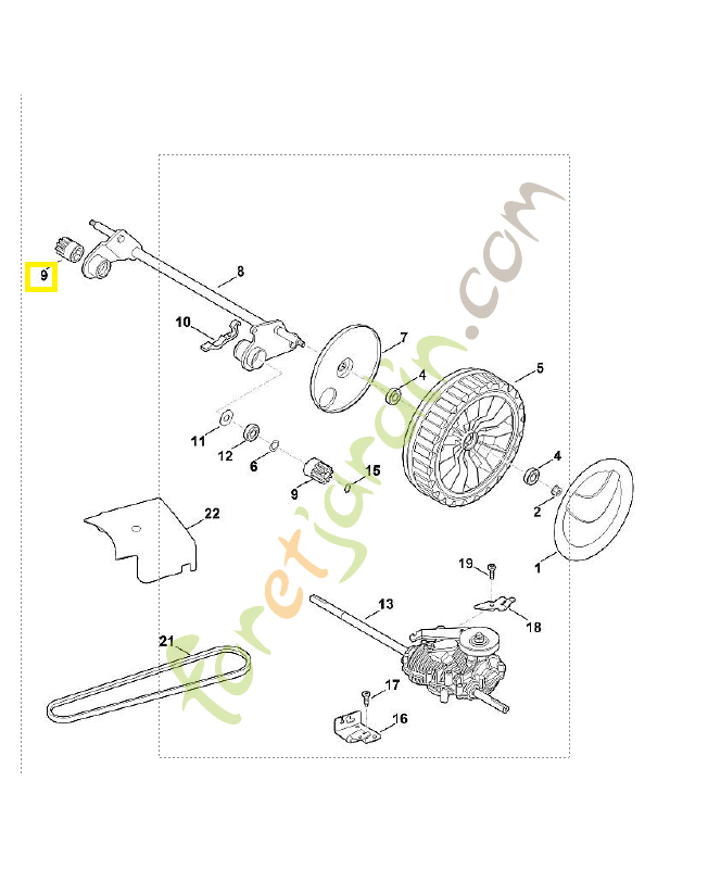 Pignon de transmission 0000-704-7400. Pièce détachée Stihl / Vicking