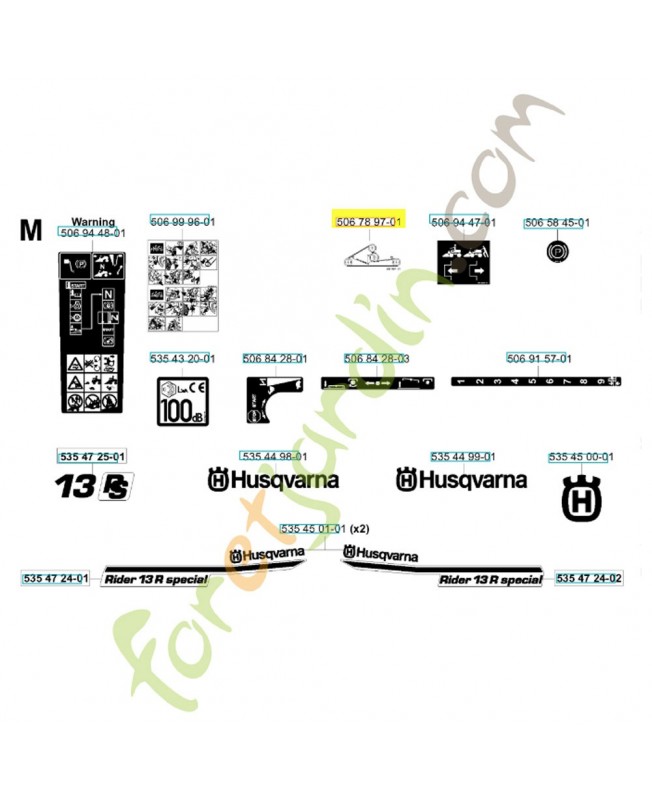 Autocollant 506789701. Pièce de rechange Husqvarna