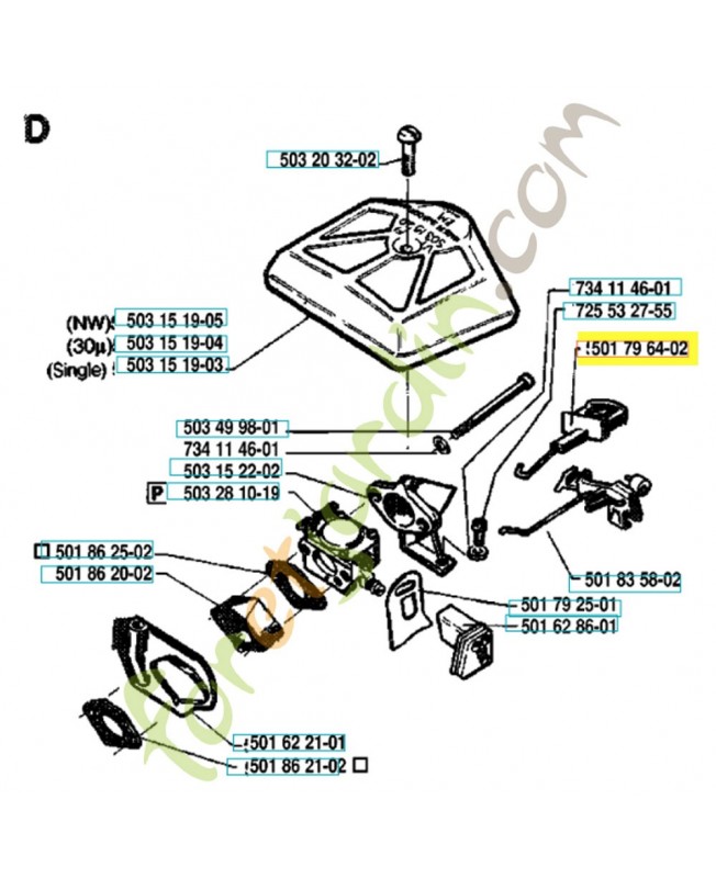 Commande starter Husqvarna ref. 501796402 Remplace référence 501796401