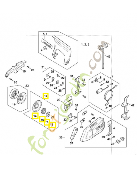Jeu de pignon à anneau .325" 8d MA02-007-2500. Pièce détachée Stihl / Vicking
