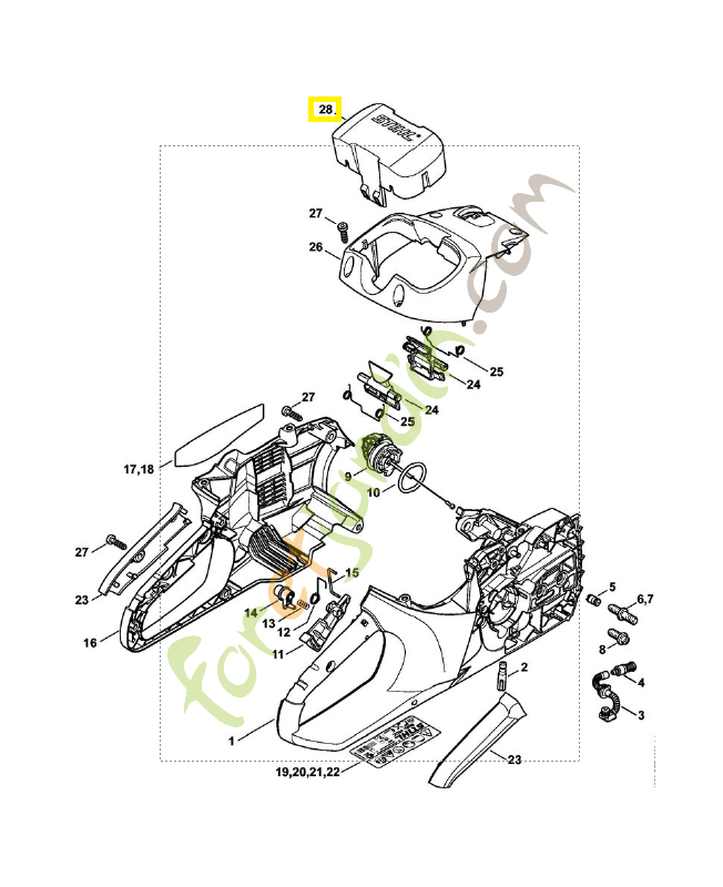 Couvercle de logement pour batterie AP stihl 4850-602-0900