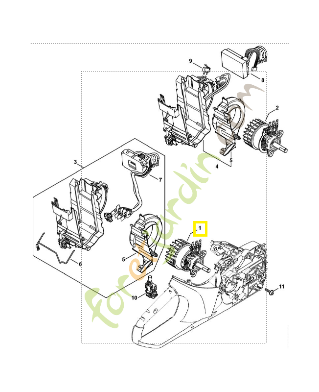 Moteur électrique 1251-600-0201. Pièce détachée Stihl / Vicking