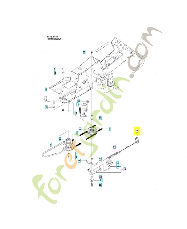 Poignée complète 544239501. Pièce de rechange Husqvarna 