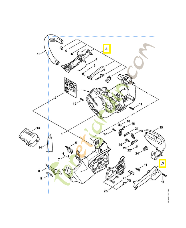 Jeu d'éléments de commande 1252-007-3800. Pièce détachée Stihl / Vicking