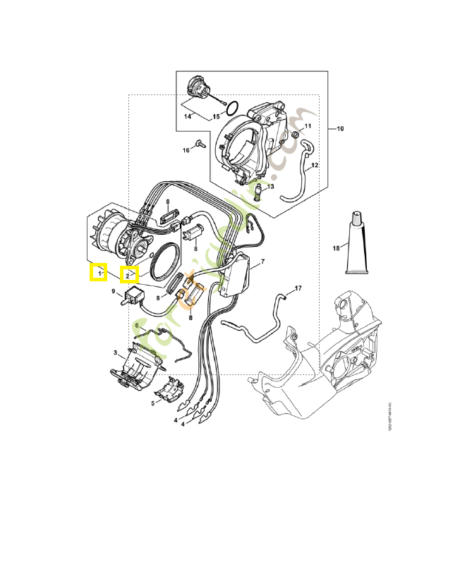 Moteur électrique 1252-600-0203. Pièce détachée Stihl / Vicking