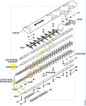 Glissière de couteau 4237-713-2203. Pièce de rechange Sithl / Vicking