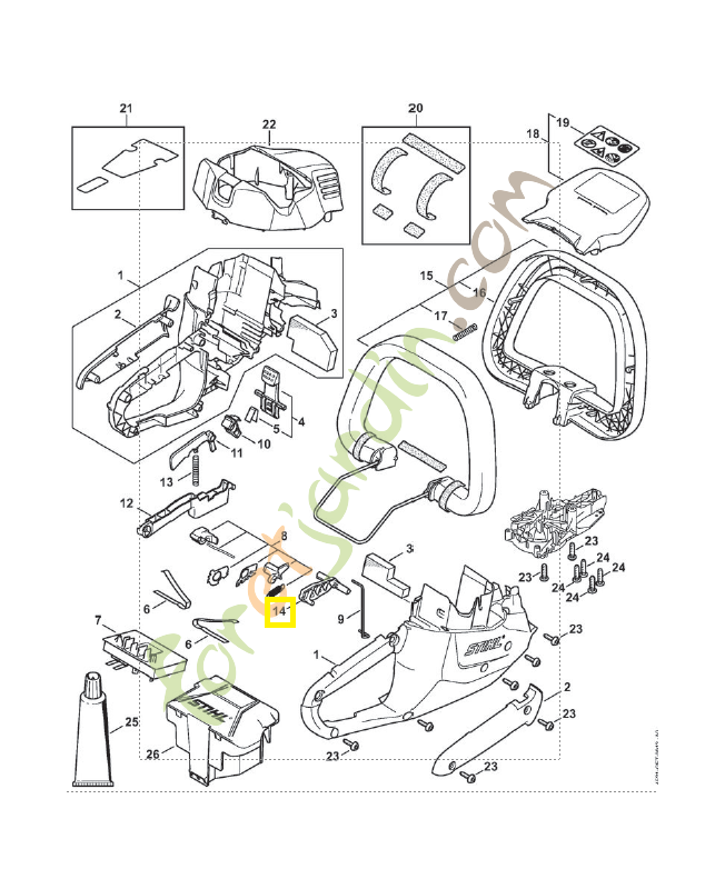 Touche à bascule 4521-435-7200. Pièce détachée Stihl / Vicking