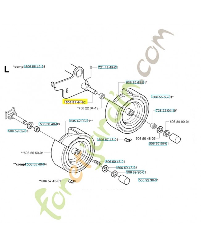 Axe de roue 506914402. Pièce détachée Husqvarna