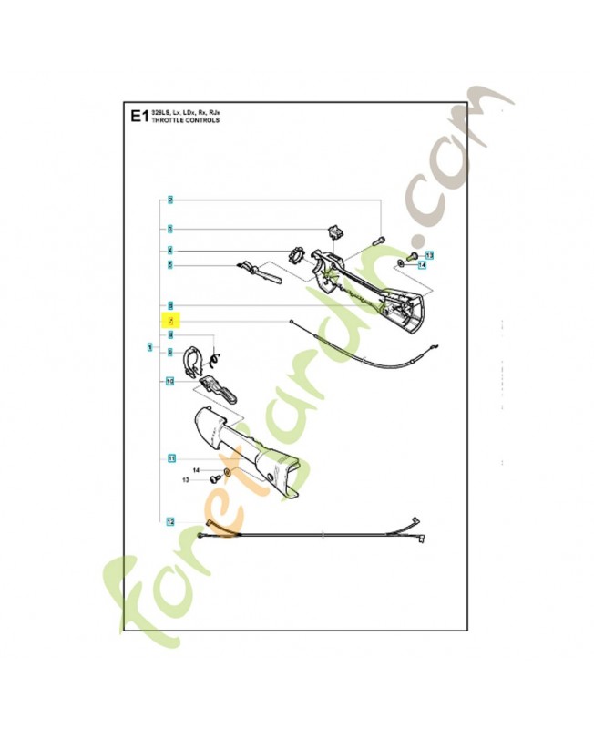 Cable d'accelaration complet 544171703. Pièce de rechange Husqvarna
