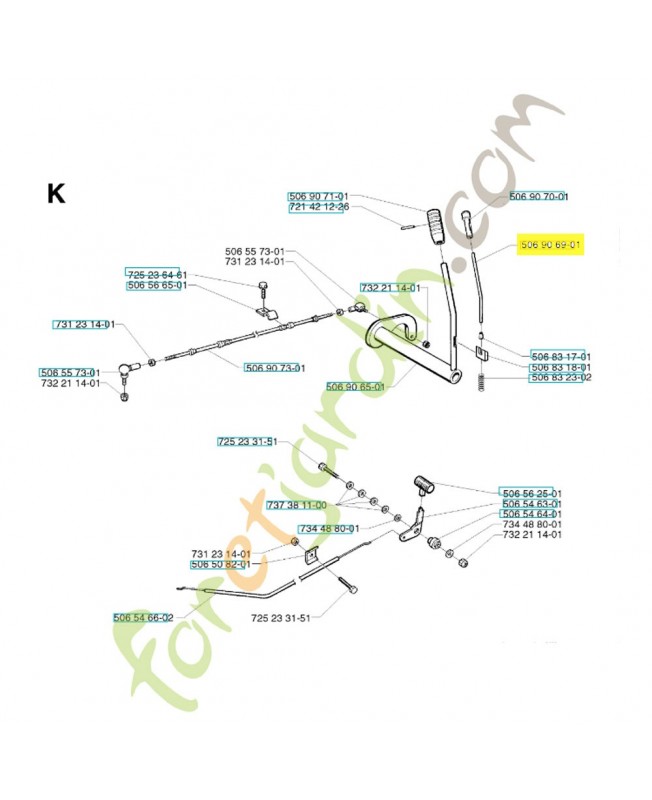Tige de commande 506906901. Pièce de rechange Husqvarna