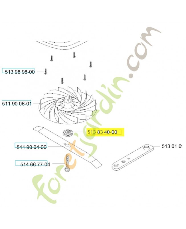 Support de lame 513834000. Pièce de rechange Husqvarna Support de lame 513834000. Pièce de rechange Husqvarna