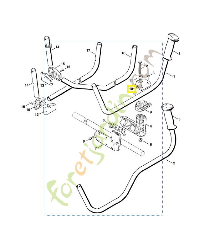 Monture de poignée 4119-791-0610. Pièce de rechange Sithl / Vicking