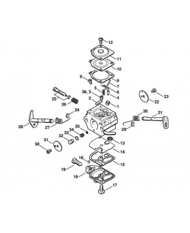 Repères 1 à 35 Carburateur c1q6-s46 1132-120-0603. Pièce détachée Stihl