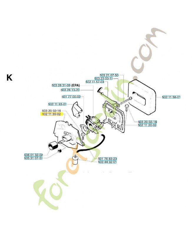 Paroi 502113902 et 502113901. Pièce de rechange Husqvarna