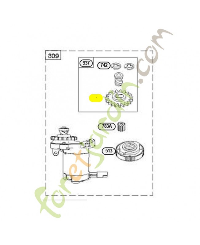 795099 Pignon d attaque 0003-000-2222. Pièce de rechange pour moteur thermique Briggs et Straton