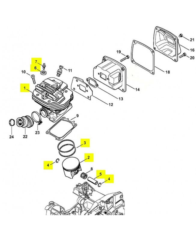 Cylindre avec piston d.56mm 1144-020-1202. Pièce détachée Stihl 
