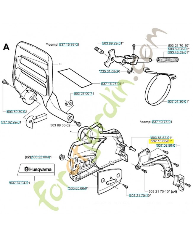 Couvercle 537108001. Pièce de rechange Husqvarna 