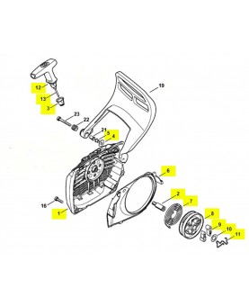 Carter ventilateur avec lanceur 1144-080-2102. Pièce détachée Stihl / Vicking