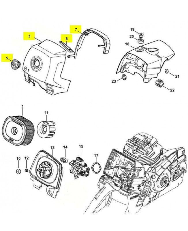 Couvercle de filtre 1144-140-1010. Pièce détachée Stihl 