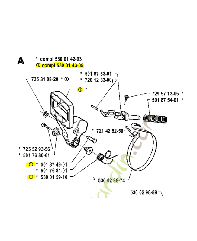 Protecteur. Pièce de rechange Husqvarna référence 530071348 Remplace référence 530053034 ; 530014305