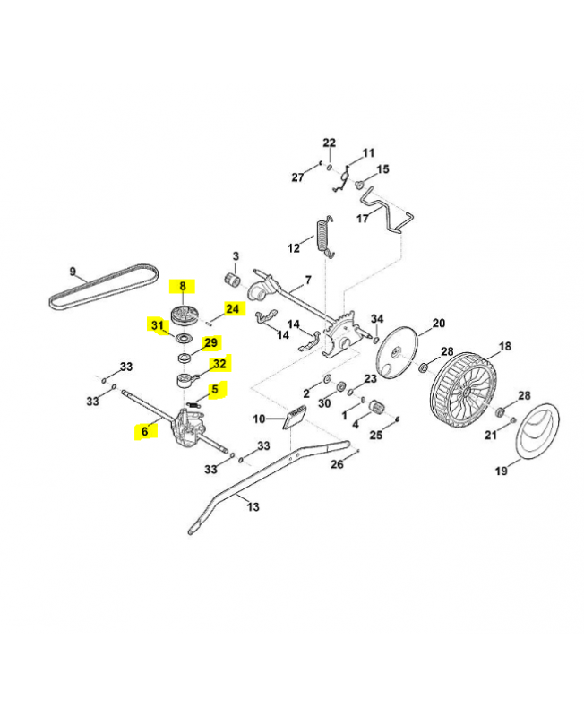 Transmission. Pièce détachée Stihl / Vicking référence 6364-640-0100