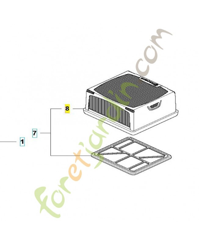 FILTRE A AIR COMPLET. Pièce détachée Husqvarna référence 525470602 Remplace référence 525470601