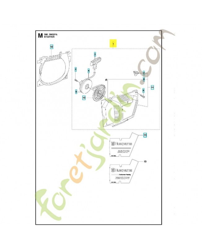 Démarreur 537003871. Pièce de rechange Husqvarna