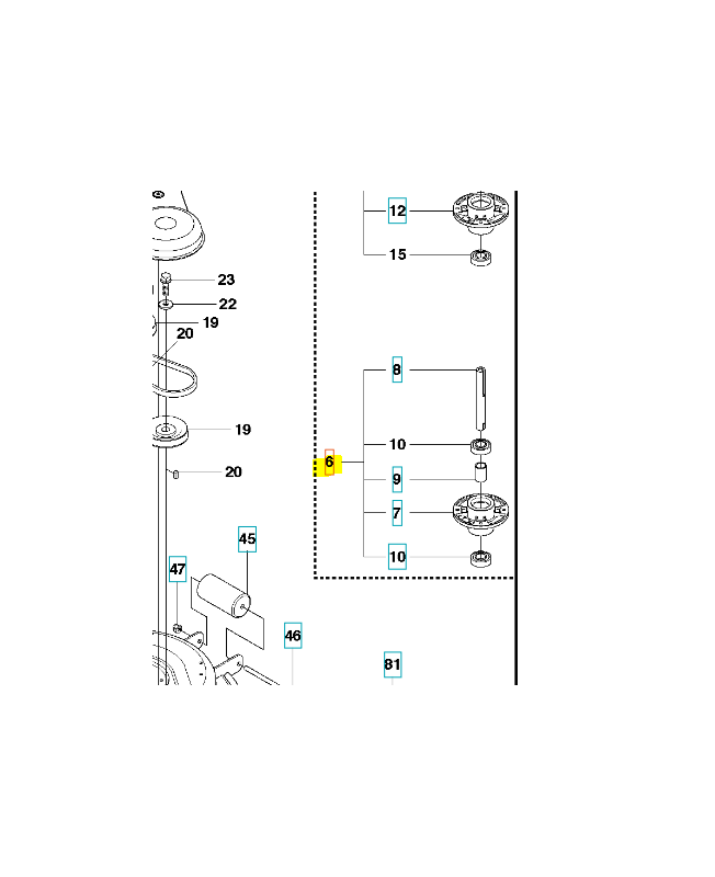 Palier de lame complet. référence 580351401 Remplace référence 535428601