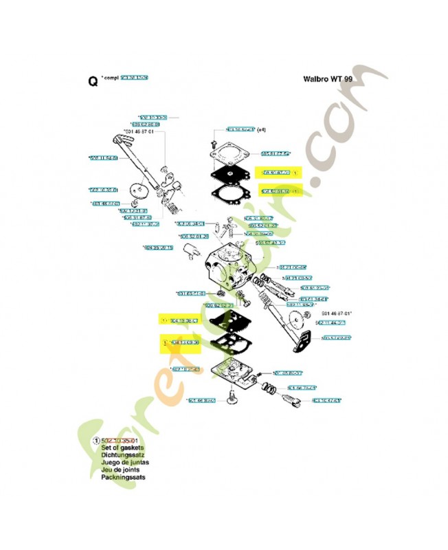 Jeu de membrane 502103501. Pièce de rechange Husqvarna