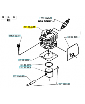 Cylindre référence 531004801. Pièce de rechange Husqvarna