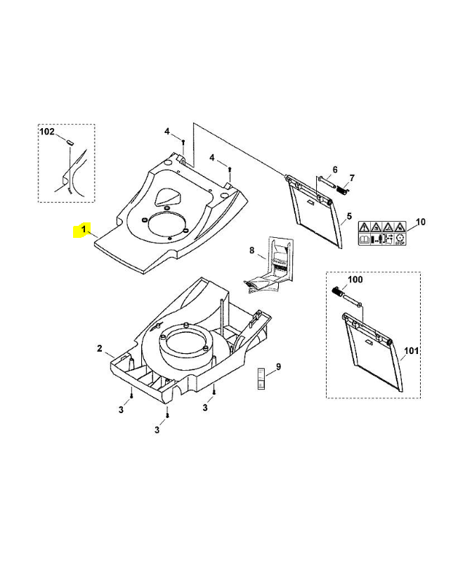 Carter sup. mb 400. Pièce détachée Stihl / Vicking référence 61187011016