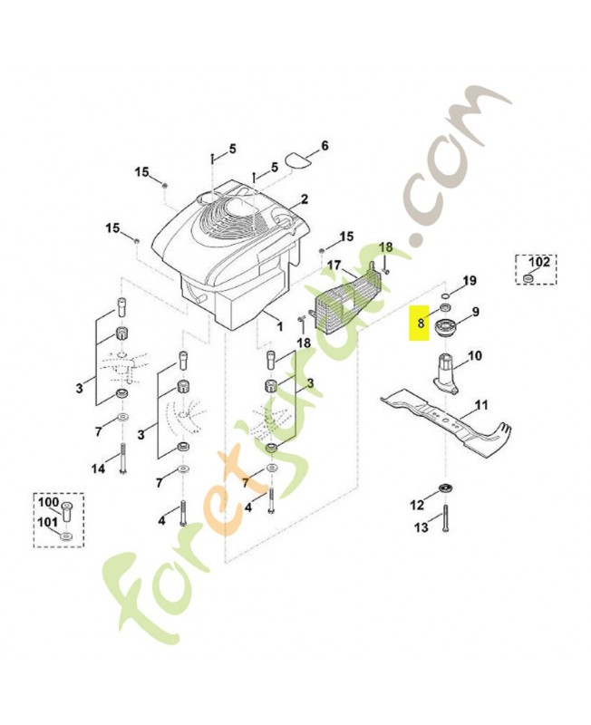 Douille d'écartement 6360-764-2801. Pièce détachée Stihl