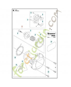 Lanceur complet Husqvarna 525432001. Pièce de rechange Husqvarna